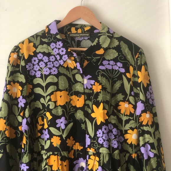SOLD♏️ModCloth Princess Highway Luella Button Down Long Sleeve Floral TierDress - Picture 4 of 14